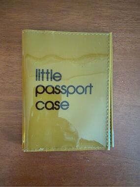 NWT Bloomingdale's Little Passport Case Mustard Yellow Patent Travel Holder